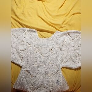 Vintage Chaudry KC White Knit Floral Sweater